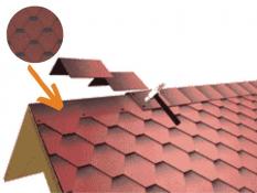 Ridge eaves shingles, red